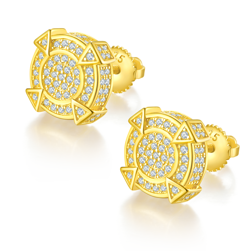 圆形尖柱S925银Stud Earring带螺纹Moissanite厘石D级0.83ct